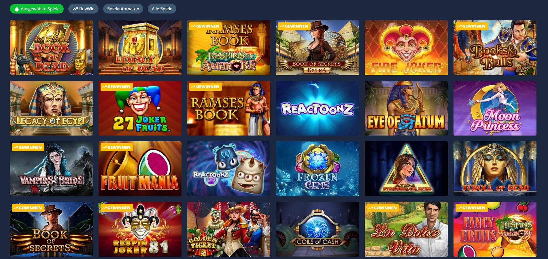 Luckland Casino Spielauswahl