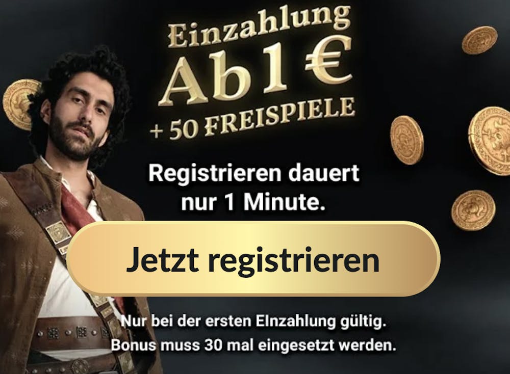 Beispielangebot eines Casinos mit 1 Euro Einzahlung