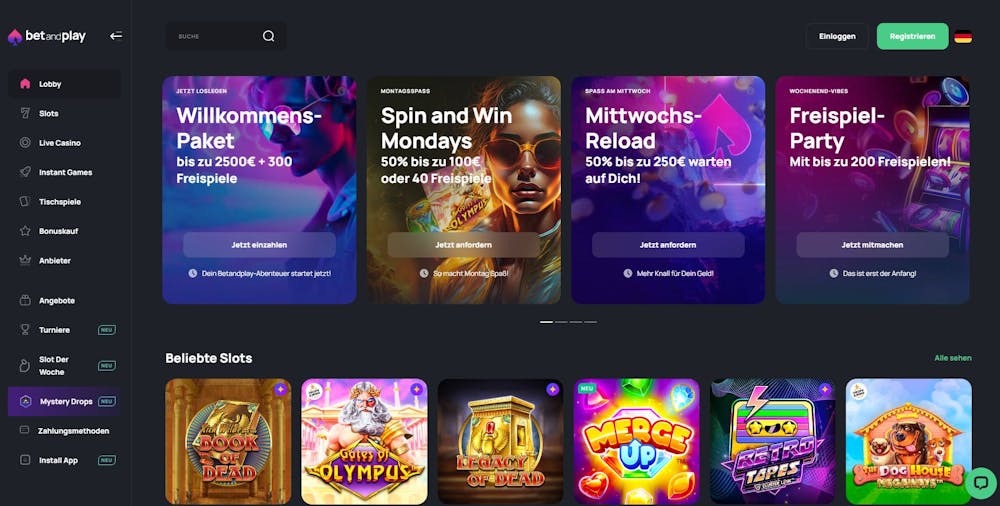 BetandPlay Casino Startseite