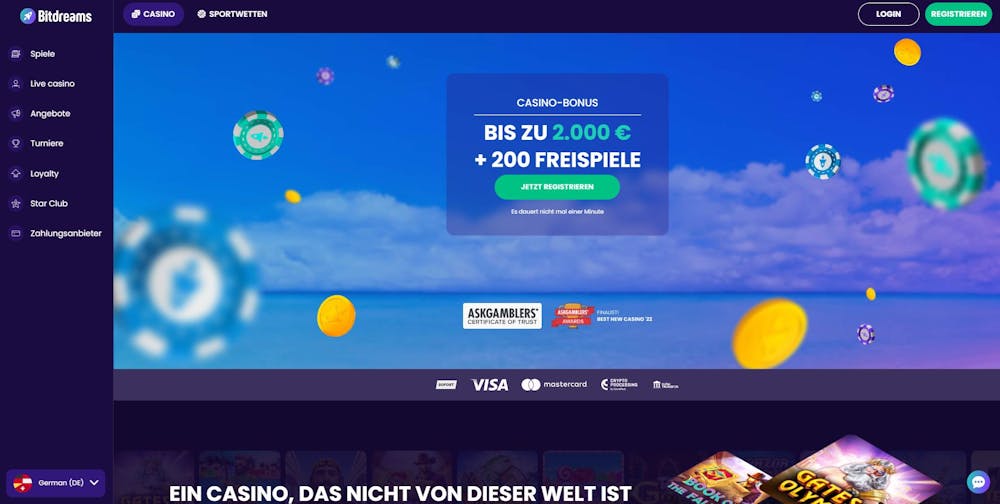 Bitdreams Casino Homepage