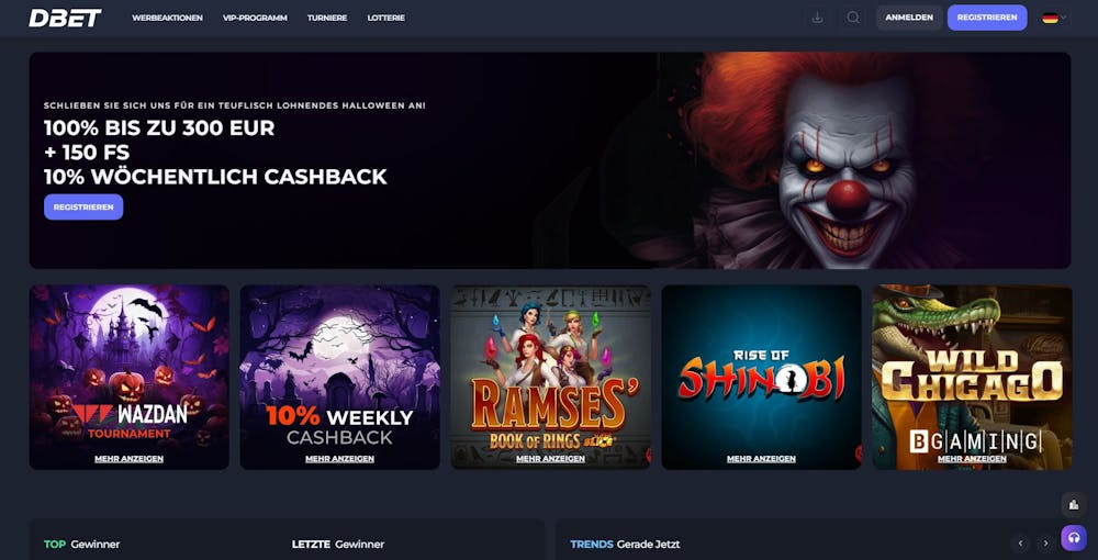 DBet Casino Homepage