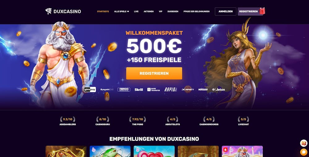 Dux Casino Homepage