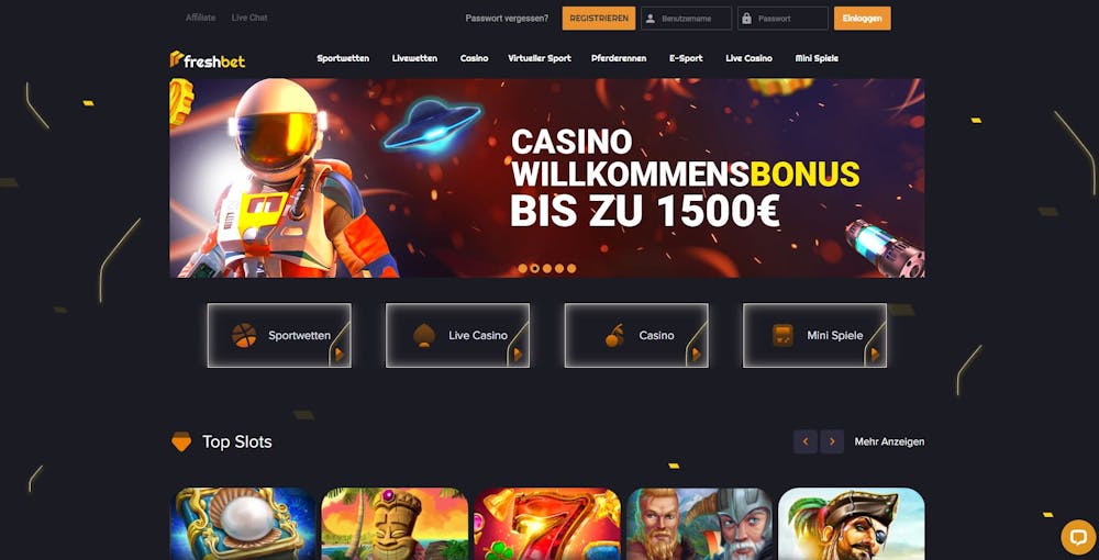 Freshbet Casino Homepage