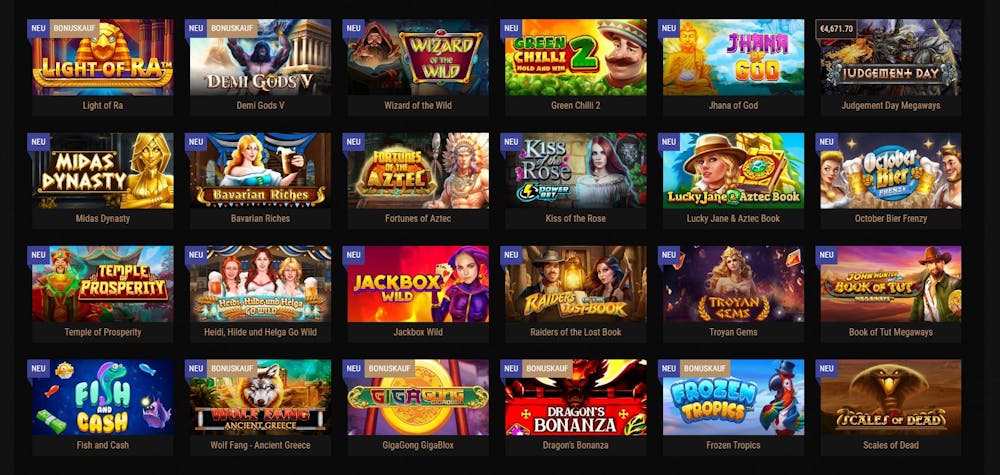 King Billy Casino Spielauswahl