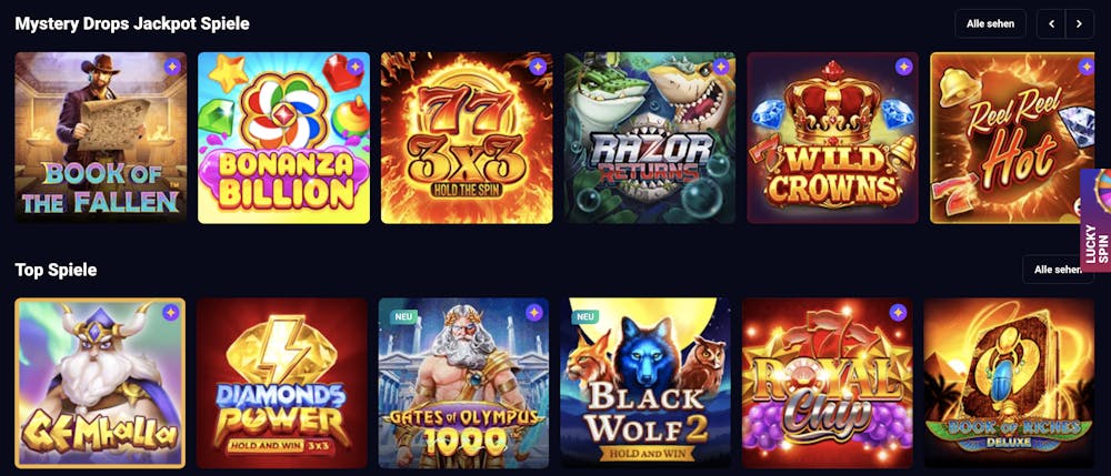 Lucky7even Casino Spielauswahl