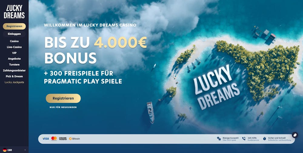 Lucky Dreams Casino Homepage
