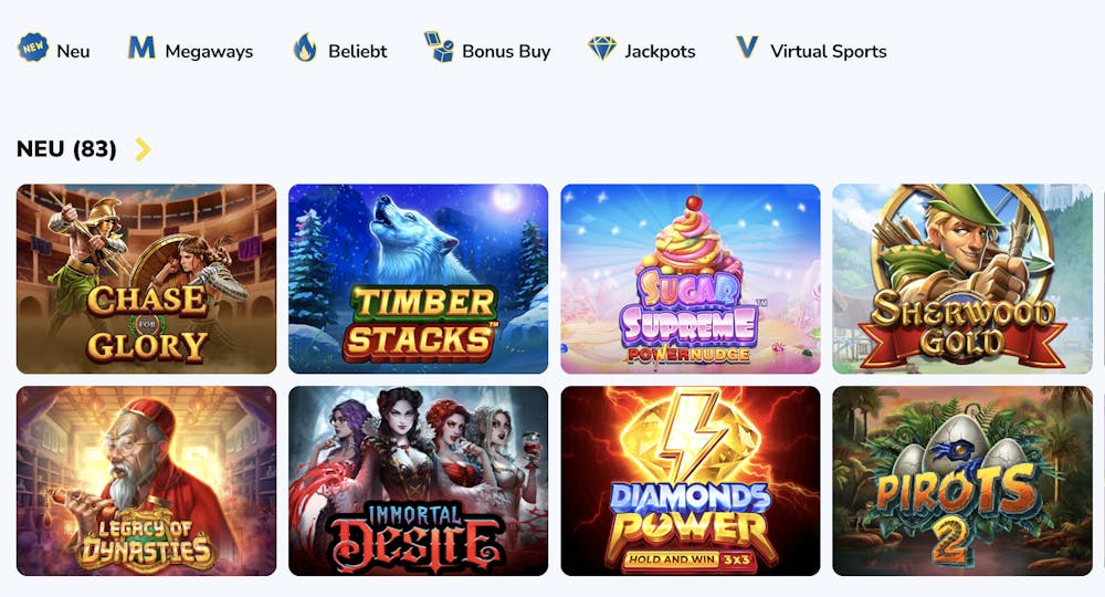 Nucleon Bet Casino Spielauswahl