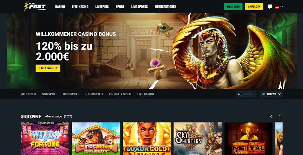 PlayFast Casino Homepage