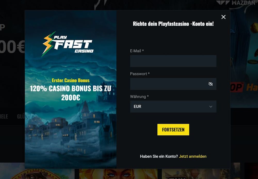 PlayFast Casino Registrierung