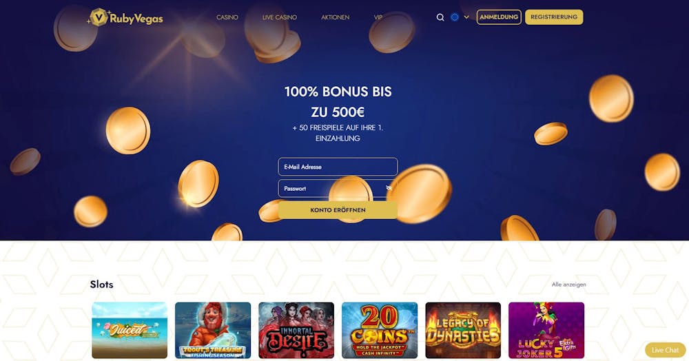 Ruby Vegas Casino Homepage