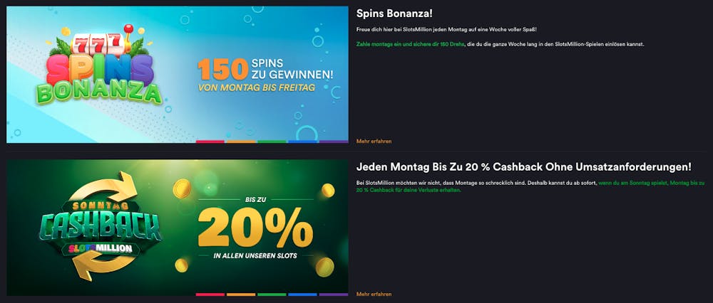 Slotsmillion Casino Aktionen &amp; Bonusangebote