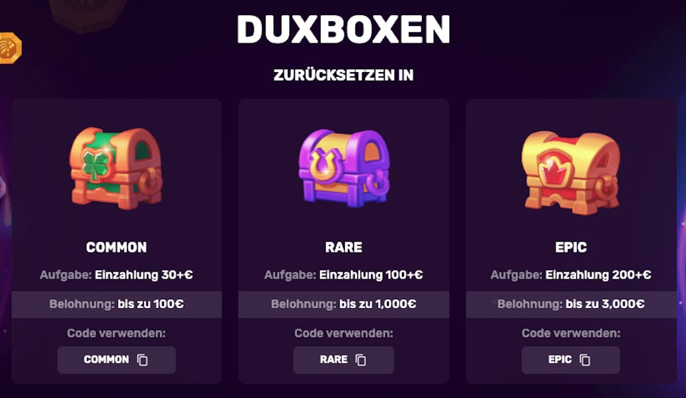 Duxcasino Duxboxen Angebot
