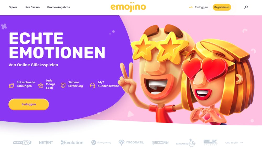 Emojino Casino Ansicht der Startseite