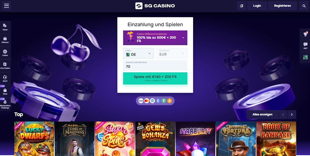 SG Casino homepage