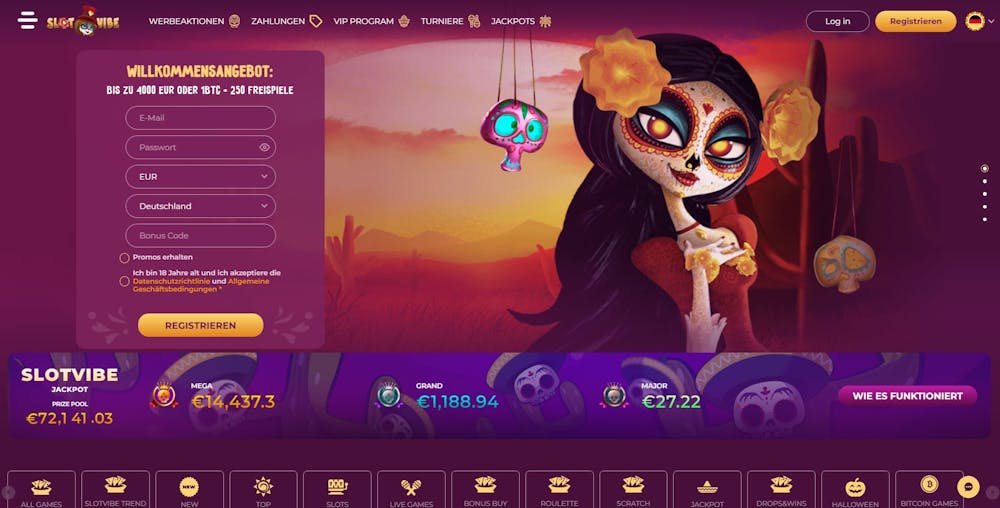 SlotVibe Casino Homepage