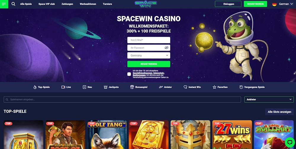 SpaceWin Casino Startseite