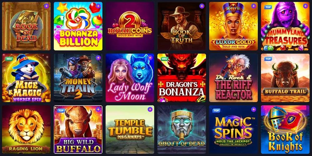 SpinFever Casino Spielauswahl