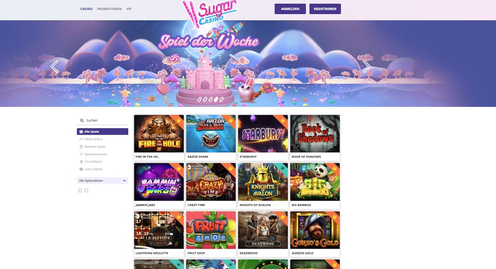 Sugar Casino Homepage
