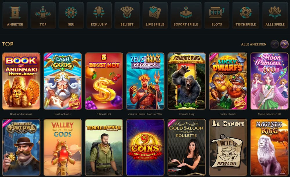 Talismania Casino Spielauswahl