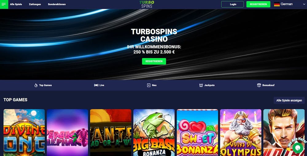 Turbospins Casino Hauptseite
