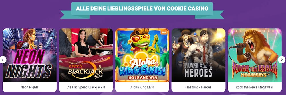 Cookie Casino Spielauswahl
