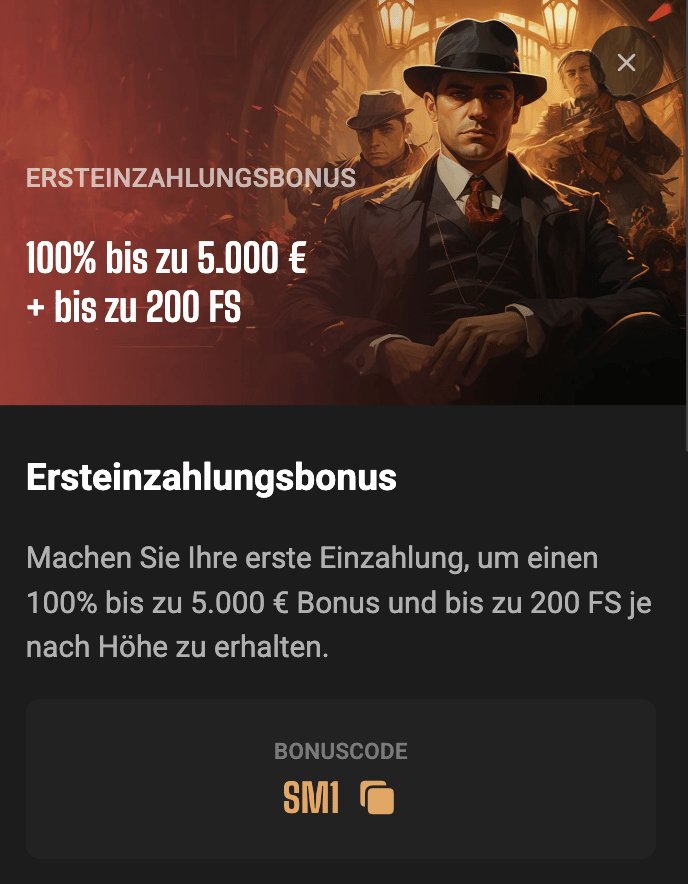 100 Prozent Bonus bis zu 5.000 € im Slot Mafia Casino