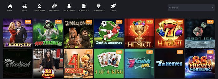 1Red Casino Spielauswahl