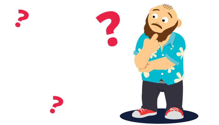 Grafik zeigt nachdenklichen CasinoBernie neben Text '20 Euro Bonus ohne Einzahlung' und Fragezeichen