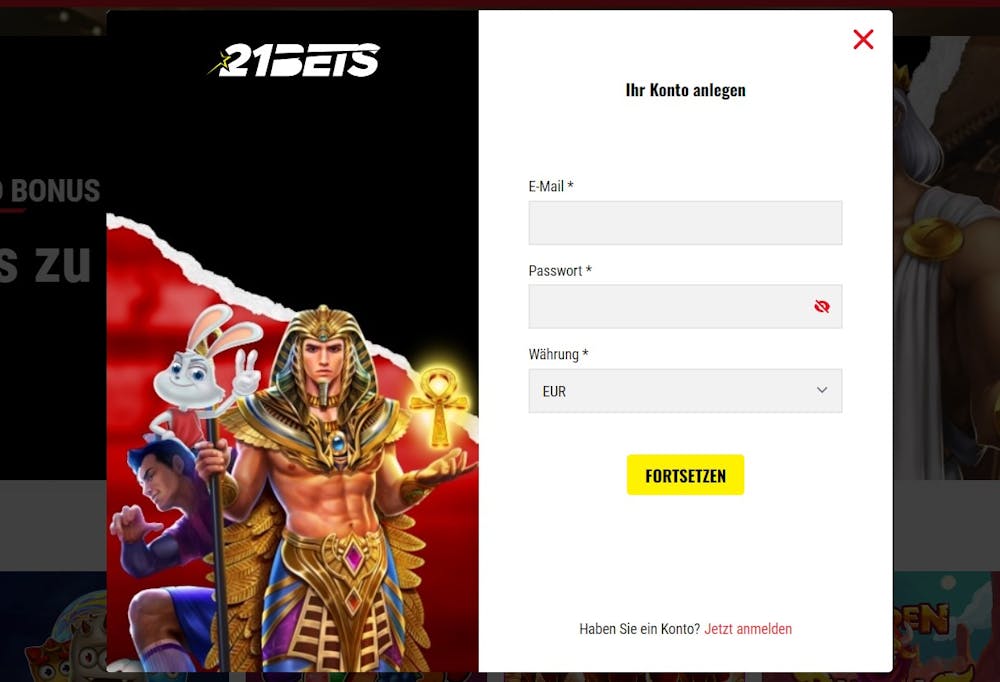 So registrieren Sie sich bei 21bets Casino