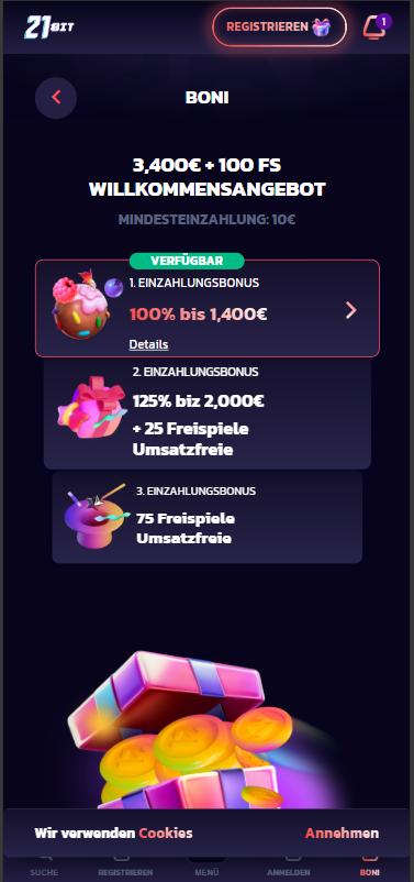 21bit Casino Willkommensbonusangebot