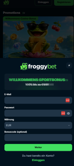 Das Registrierungsformular von Froggybet Casino 