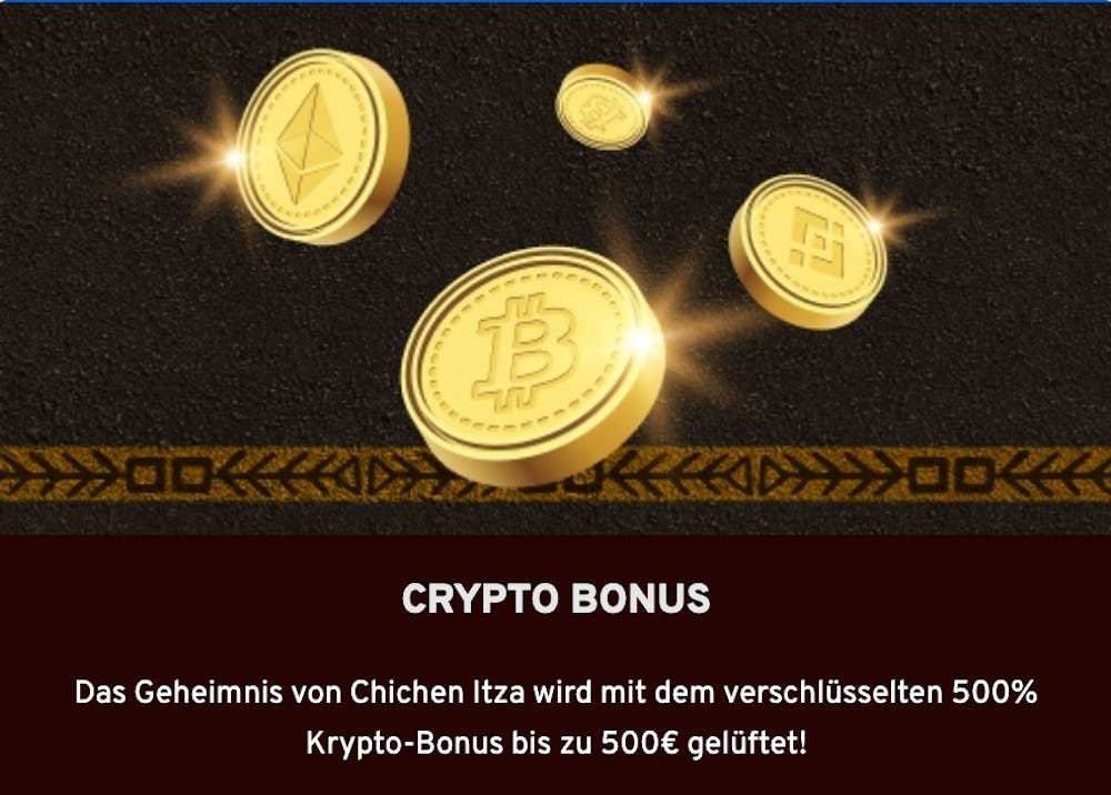 Casino 500 Prozent Bonus für Einzahlungen mit Kryptowährungen
