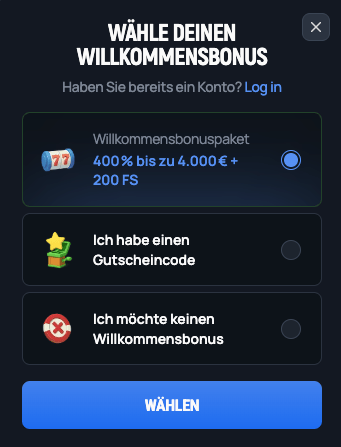 Anmeldeformular im Aerobet Casino