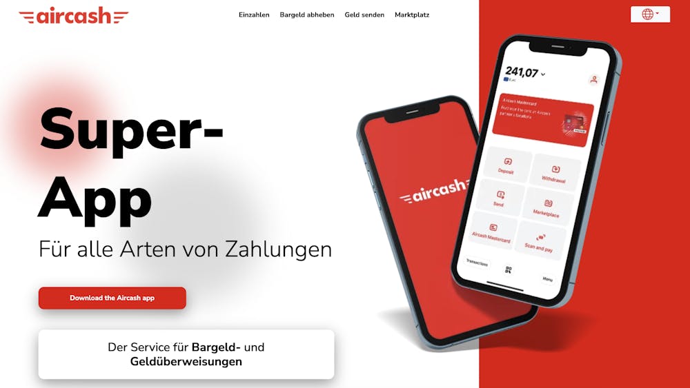 Aircash offizielle Webseite