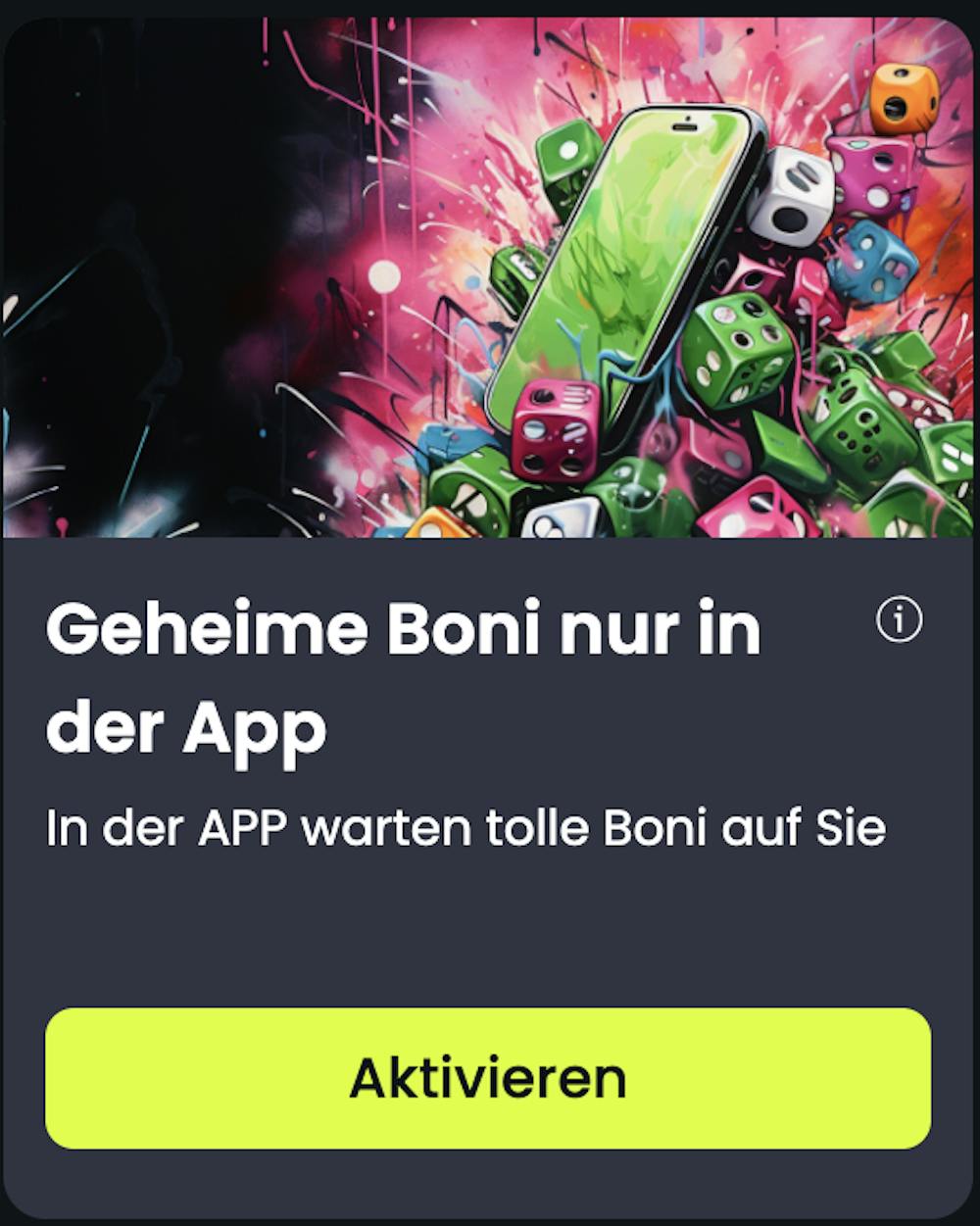 Beispiel für Bonusangebot in Android Casino App