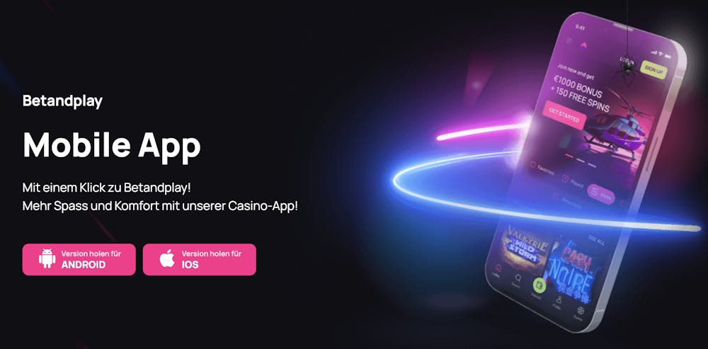 Beispiel für mobile Android Casino App Werbung