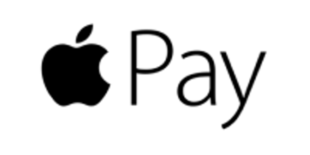 Apple Pay Logo mit schwarzem Apple Apfel und dem Wort Pay in schwarz