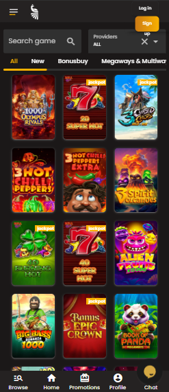 Spiellobby im Art Casino zeigt Spiele wie Big Bass Bonanza neben anderen Spielkategorien