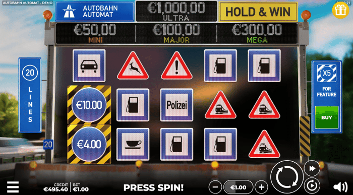 Hölle Gaming Casino Screenshot des Slots Autobahn Automat.