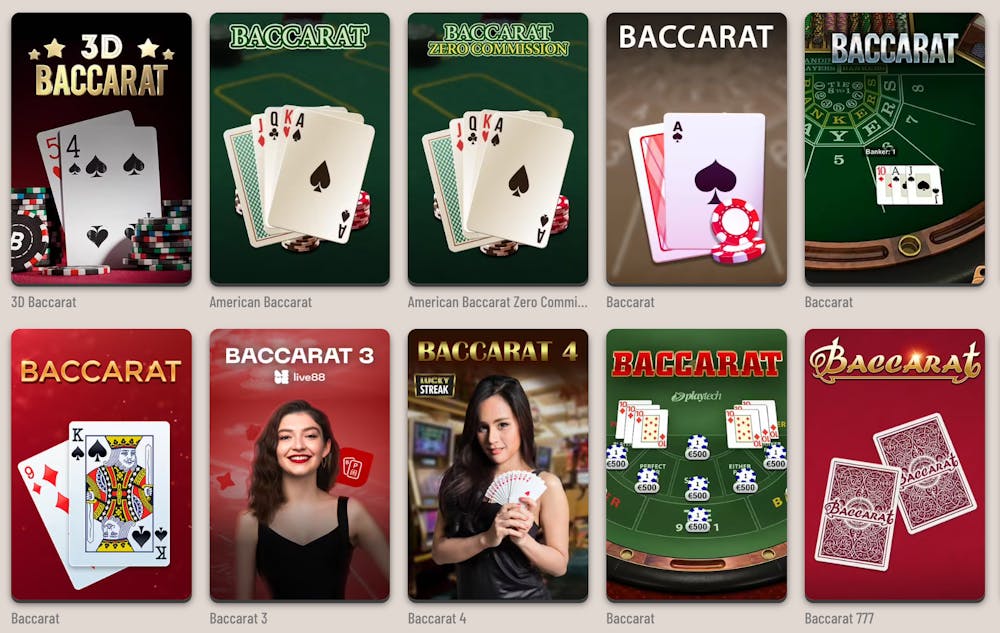 Auswahl an Baccarat Spielen im Online Casino