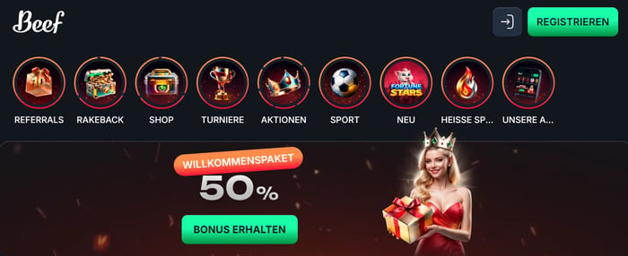 Screenshot des Beef Casino Interfaces