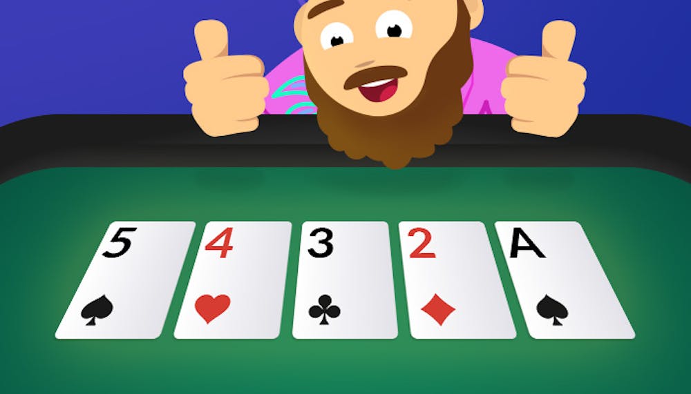Beste Hand bei Razz Poker mit 5-4-3-2-A