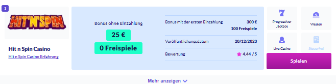 Screenshot vom casino 15 euro bonus ohne einzahlun