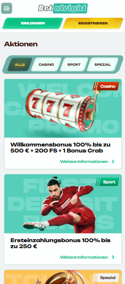Betalright Casino Bonusangebote mit Willkommensbonus