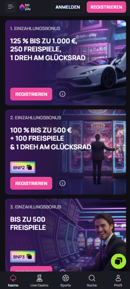 Willkommensbonus im Betandplay Casino