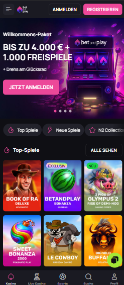 BetandPlay Casino Startseite