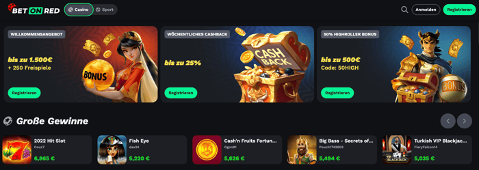Bonusangebote im Bet on Red Casino