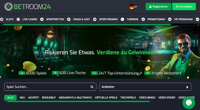 Betroom24 Casino Logo mit dem Willkommensangebot.