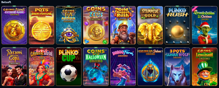 Spiellobby mit Betsoft Casino Spielen