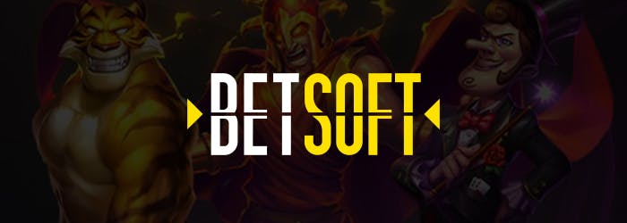 Betsoft Logo vor Hintergrund mit Spielcharakteren